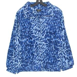 EVR Jacket Vintage Animal Retro Glam Coastal Girly Boho Feminine Blue Size Large